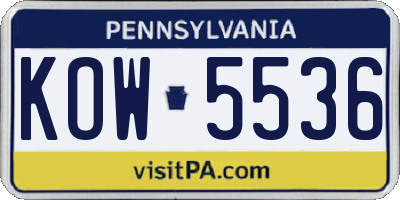 PA license plate KOW5536