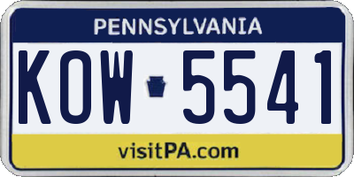 PA license plate KOW5541