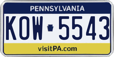 PA license plate KOW5543