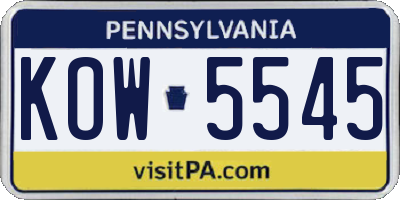 PA license plate KOW5545