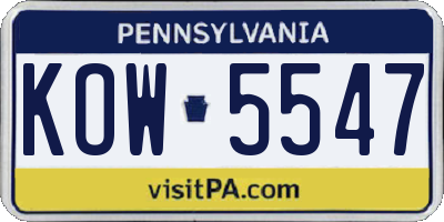 PA license plate KOW5547