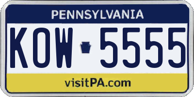 PA license plate KOW5555