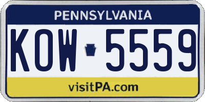 PA license plate KOW5559