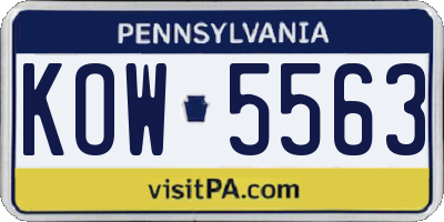 PA license plate KOW5563