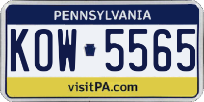 PA license plate KOW5565