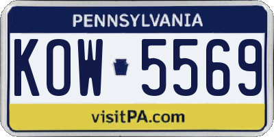 PA license plate KOW5569