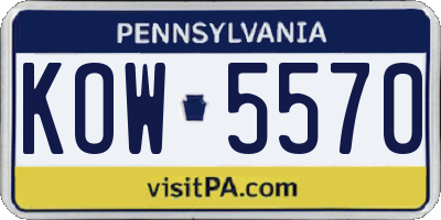 PA license plate KOW5570