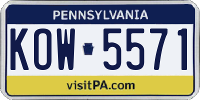 PA license plate KOW5571