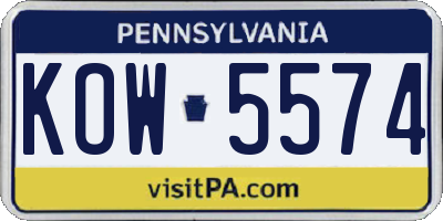 PA license plate KOW5574