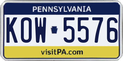 PA license plate KOW5576