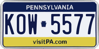 PA license plate KOW5577