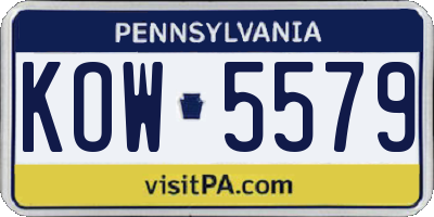PA license plate KOW5579