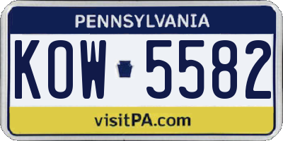 PA license plate KOW5582
