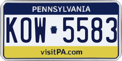 PA license plate KOW5583