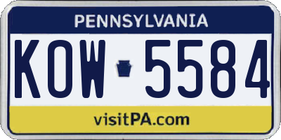PA license plate KOW5584