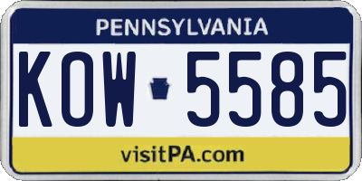 PA license plate KOW5585