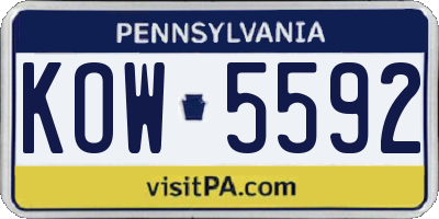 PA license plate KOW5592