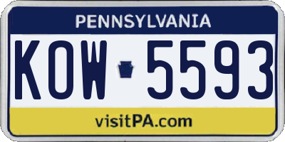 PA license plate KOW5593