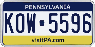 PA license plate KOW5596