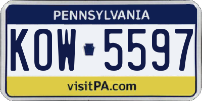 PA license plate KOW5597