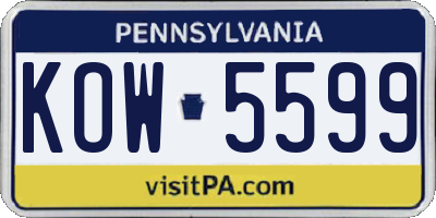 PA license plate KOW5599