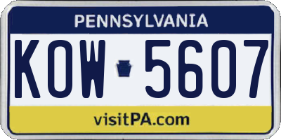 PA license plate KOW5607