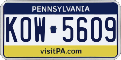 PA license plate KOW5609