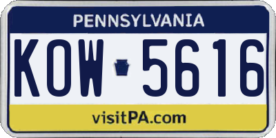 PA license plate KOW5616