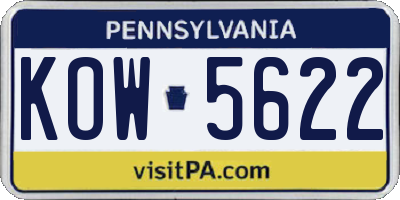 PA license plate KOW5622