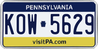 PA license plate KOW5629