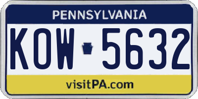PA license plate KOW5632