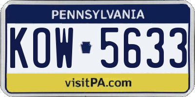 PA license plate KOW5633