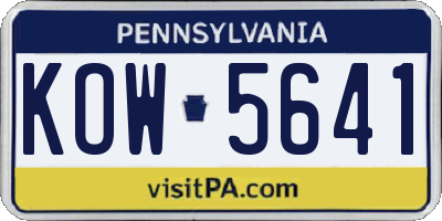 PA license plate KOW5641