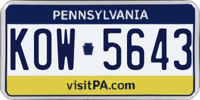 PA license plate KOW5643