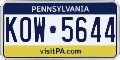 PA license plate KOW5644