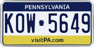 PA license plate KOW5649