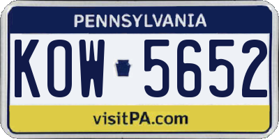 PA license plate KOW5652