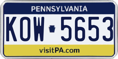 PA license plate KOW5653