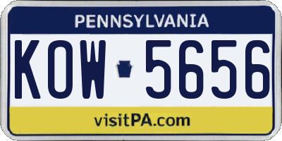 PA license plate KOW5656