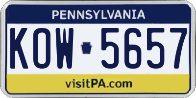 PA license plate KOW5657