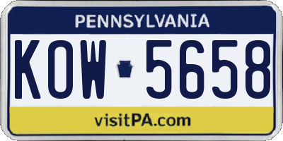 PA license plate KOW5658
