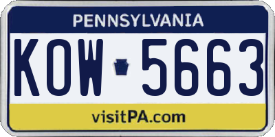 PA license plate KOW5663