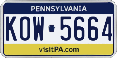 PA license plate KOW5664