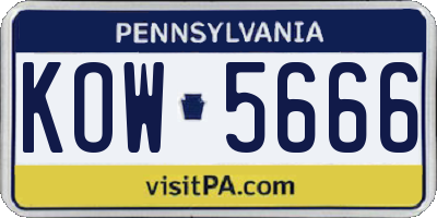 PA license plate KOW5666