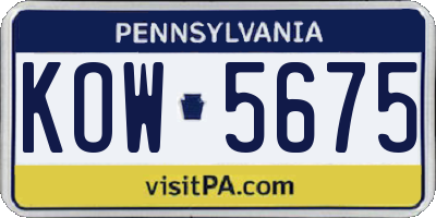 PA license plate KOW5675
