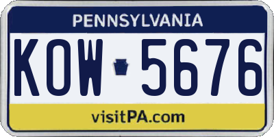PA license plate KOW5676
