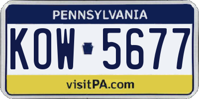 PA license plate KOW5677