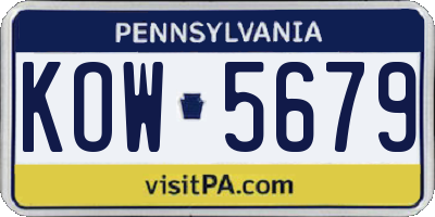 PA license plate KOW5679