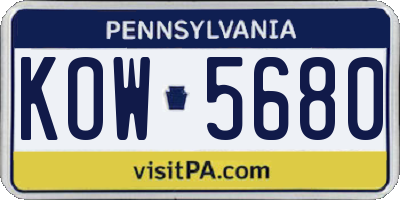 PA license plate KOW5680