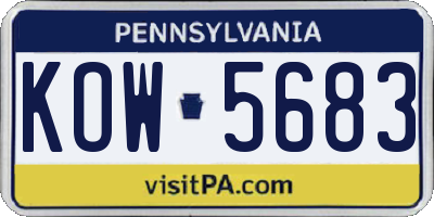 PA license plate KOW5683